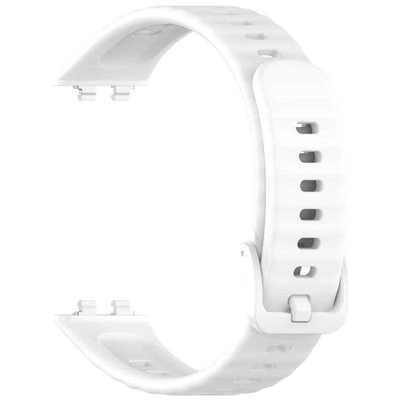 Wave Texture Silicone Strap for Huawei Band 11 / 11 Pro / 11 NFC / 11 Pro NFC Metal Buckle Watch Band - White