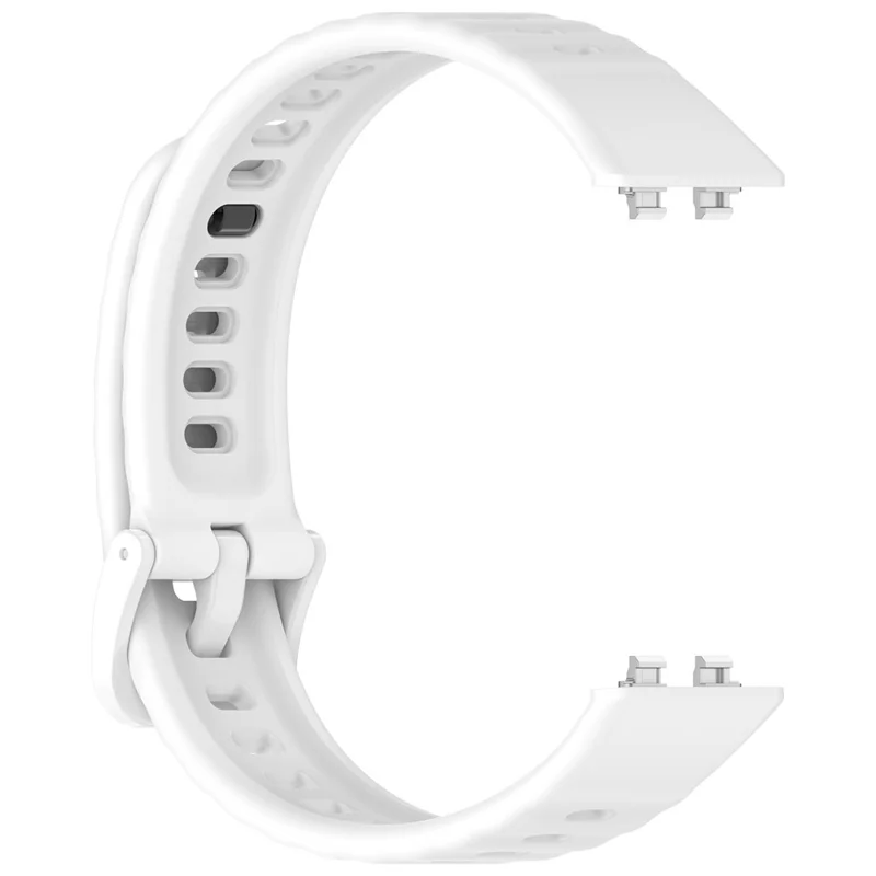 Wave Texture Silicone Strap for Huawei Band 11 / 11 Pro / 11 NFC / 11 Pro NFC Metal Buckle Watch Band - White