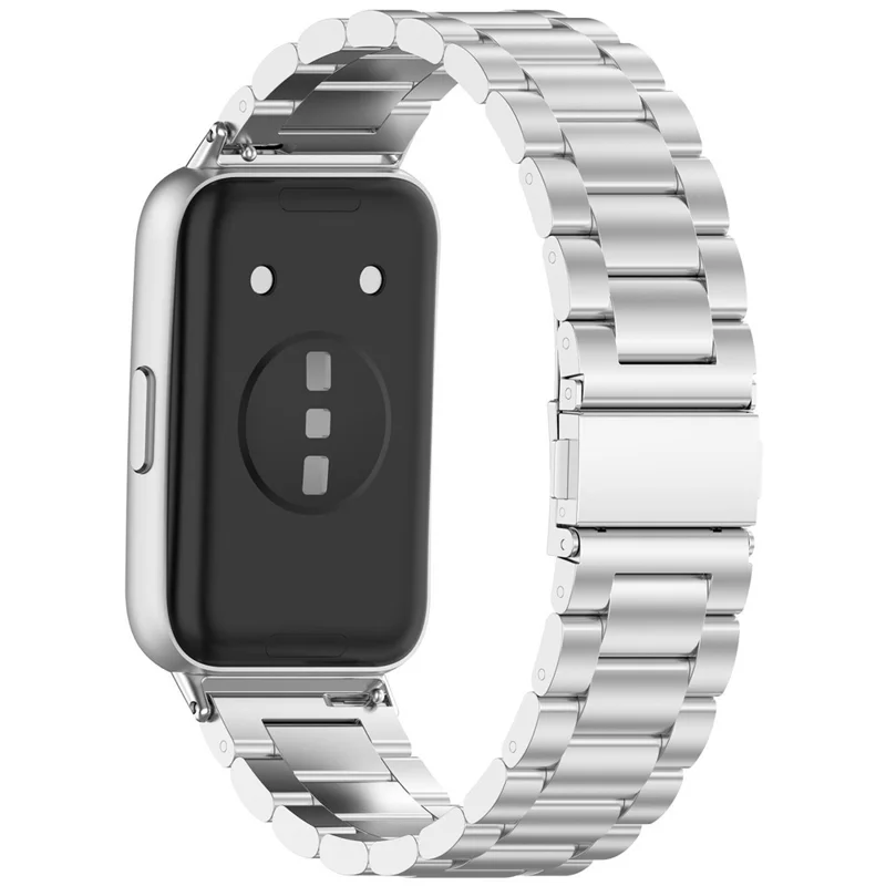 Cinturino Metallico a Tre Perle con Fibbia Farfalla per Huawei Band 11 / 11 Pro - Argento