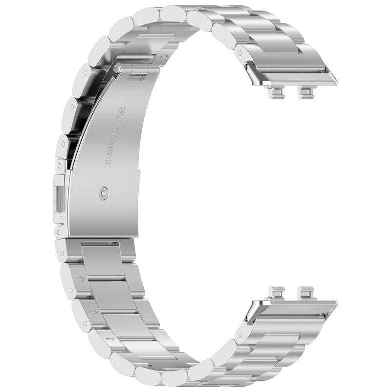 Cinturino Metallico a Tre Perle con Fibbia Farfalla per Huawei Band 11 / 11 Pro - Argento