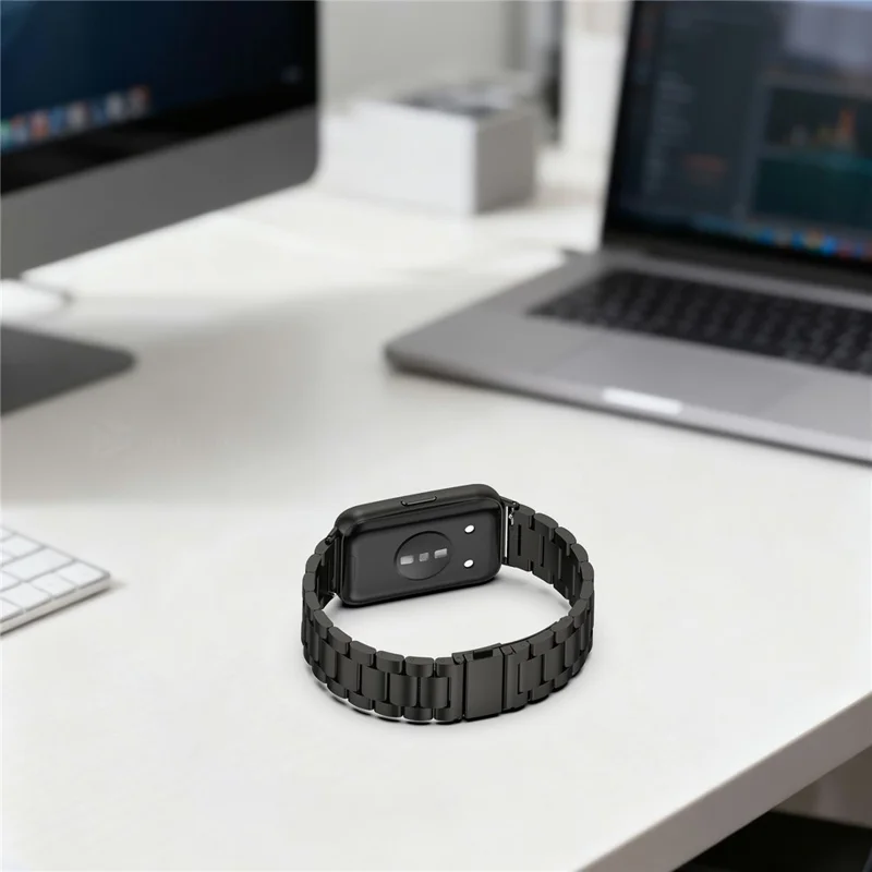 Cinturino Metallico a Tre Perle con Fibbia Farfalla per Huawei Band 11 / 11 Pro - Argento