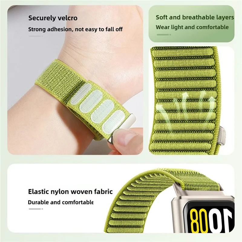 Woven Nylon Strap for Huawei Band 11 Pro  /  11 Magic Tape Watch Band Replacement Wristband - Green