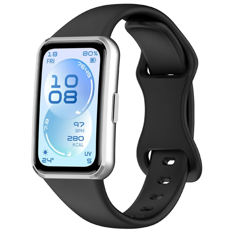 Silicone Watch Band for Huawei Band 11  /  11 Pro  /  11 NFC Wristband Multi-Hole Adjustable Replacement - Black