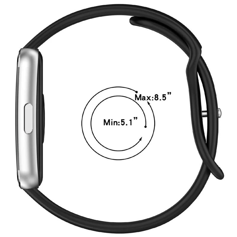 Silicone Watch Band for Huawei Band 11  /  11 Pro  /  11 NFC Wristband Multi-Hole Adjustable Replacement - Black