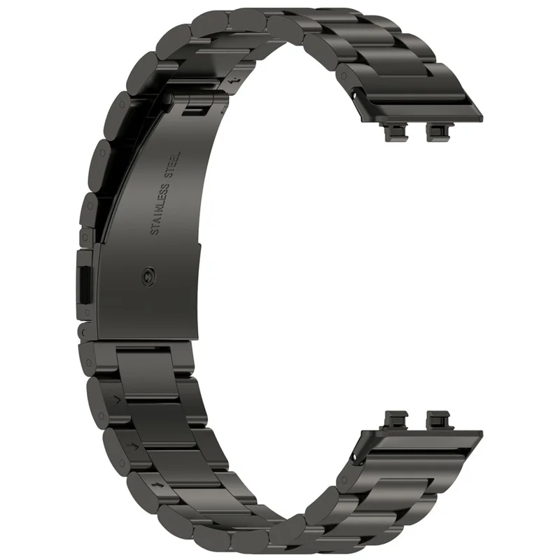Bracelet de montre pour Huawei Band 11 / 11 Pro / 11 NFC / 11 Pro NFC, bracelet de rechange en acier inoxydable à trois perles avec outil - Noir