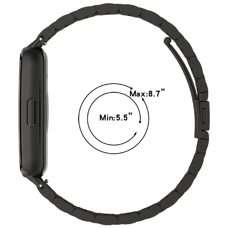 Bracelet de montre pour Huawei Band 11 / 11 Pro / 11 NFC / 11 Pro NFC, bracelet de rechange en acier inoxydable à trois perles avec outil - Noir