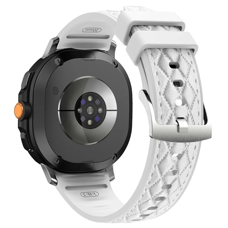 Leather Coated Silicone Strap for Samsung Galaxy Watch8 40mm / 44mm / Watch8 Classic 46mm Diamond Texture Watch Band - White