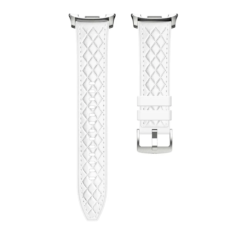 Leather Coated Silicone Strap for Samsung Galaxy Watch8 40mm / 44mm / Watch8 Classic 46mm Diamond Texture Watch Band - White