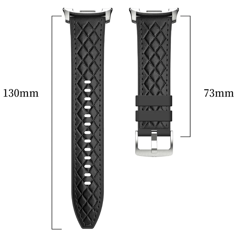 Leather Coated Silicone Strap for Samsung Galaxy Watch8 40mm / 44mm / Watch8 Classic 46mm Diamond Texture Watch Band - White