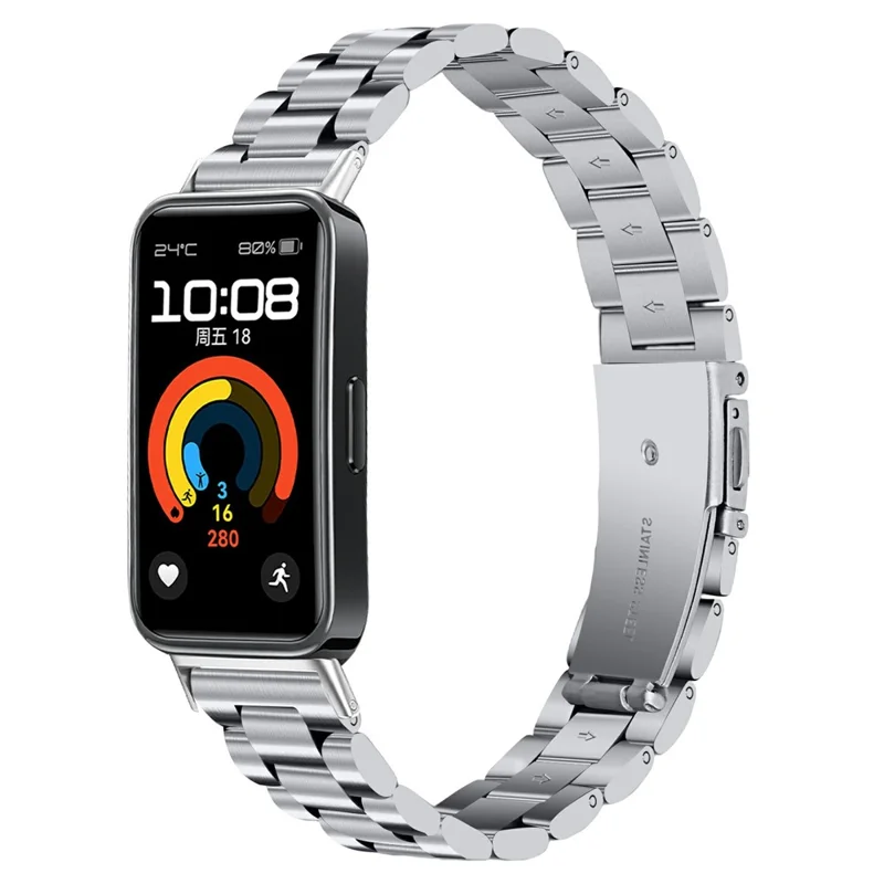 För Huawei Band 11 / 11 Pro Urband Stål 3-Pärles Metallband - Silver