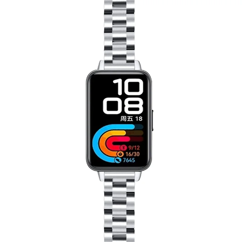 För Huawei Band 11 / 11 Pro Urband Stål 3-Pärles Metallband - Silver