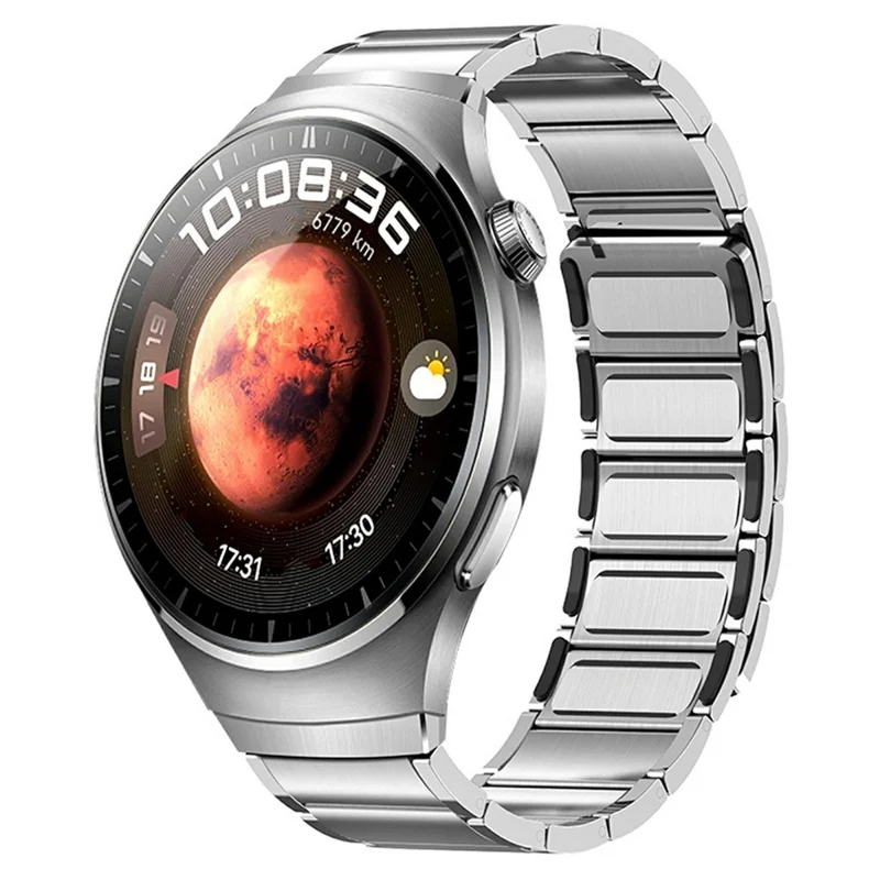For Huawei Watch 4 Pro Magnetisk Urtejp i Råstål, Metalbånd med Tryk- og Hurtigfrigørelsesforbindelse - Titan