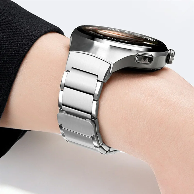 For Huawei Watch 4 Pro Magnetisk Urtejp i Råstål, Metalbånd med Tryk- og Hurtigfrigørelsesforbindelse - Titan