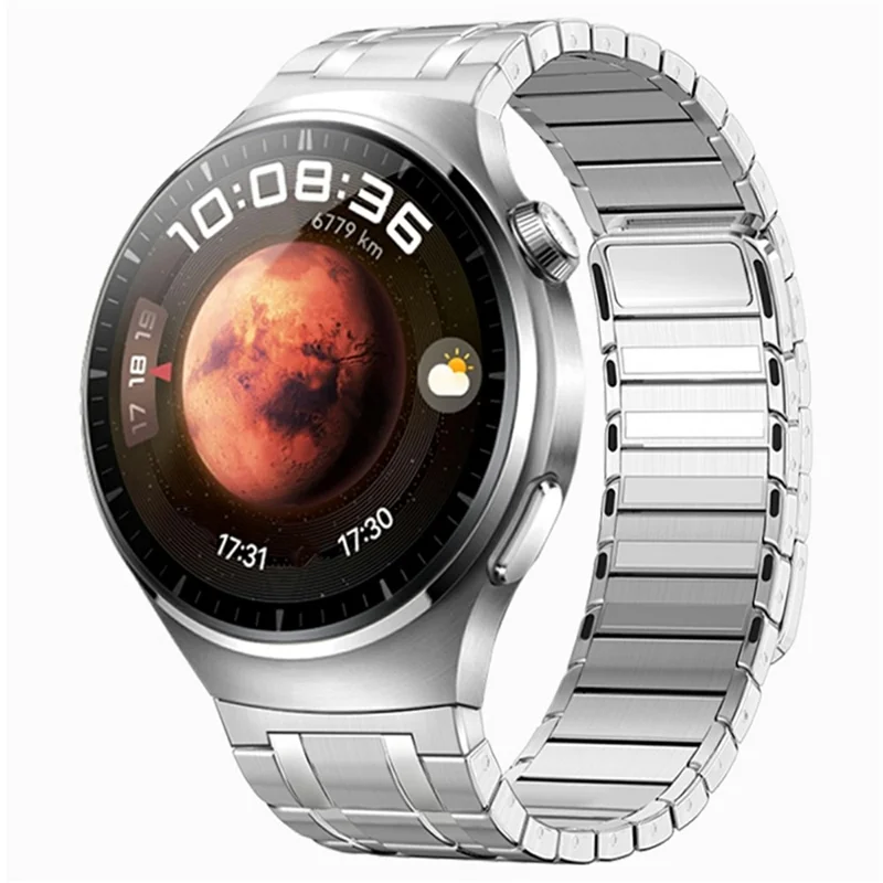 For Huawei Watch 4 Pro Stainless Steel Band Magnetic Quick Release Metal Watch Strap - Titanium