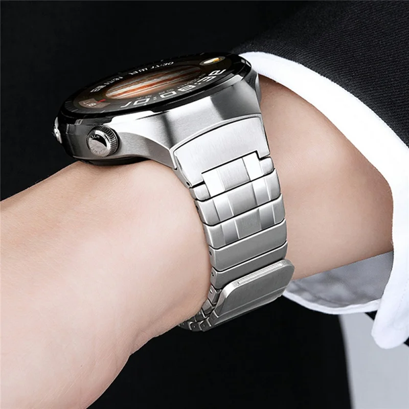 For Huawei Watch 4 Pro Stainless Steel Band Magnetic Quick Release Metal Watch Strap - Titanium
