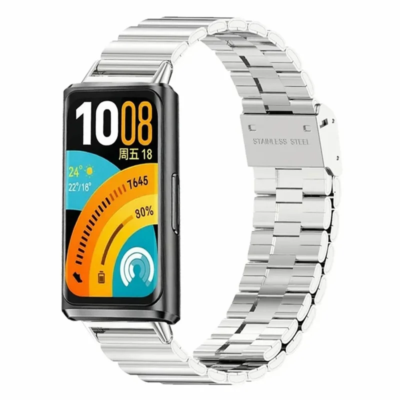 Bamboo Link Strap for Huawei Band 11 Pro NFC / 11 NFC / 11 Pro / 11 Stainless Steel Metal Watch Band Replacement - Silver