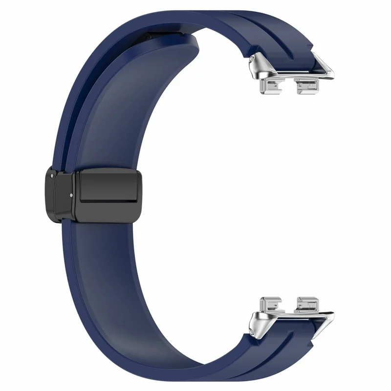 Foldable Magnetic Buckle Strap for Huawei Band 11 / 11 NFC / 11 Pro / 11 Pro NFC Solid Color Silicone Watch Band - Midnight Blue