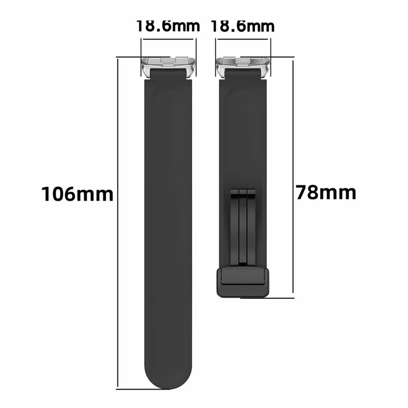 Foldable Magnetic Buckle Strap for Huawei Band 11 / 11 NFC / 11 Pro / 11 Pro NFC Solid Color Silicone Watch Band - Midnight Blue