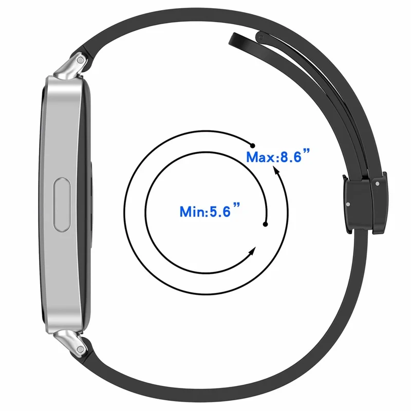 Foldable Magnetic Buckle Strap for Huawei Band 11 / 11 NFC / 11 Pro / 11 Pro NFC Solid Color Silicone Watch Band - Midnight Blue