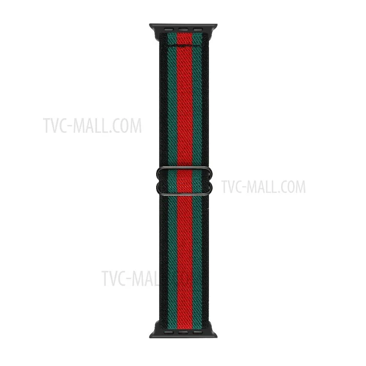 Bracelet de montre en nylon réglable de remplacement, multicolore, pour Apple Watch Series 10 46mm / Ultra 2 Ultra 49mm / 9 8 7 45mm / SE (2023) SE (2022) SE 6 5 4 44mm / 3 2 1 42mm - Bordure noire