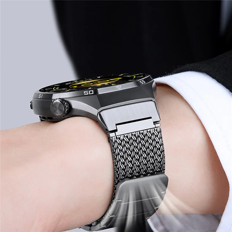 For Huawei Watch GT 6 Pro 46mm Press-type Spring Bar Strap Magnetic Stainless Steel Watch Band - Titanium Grey