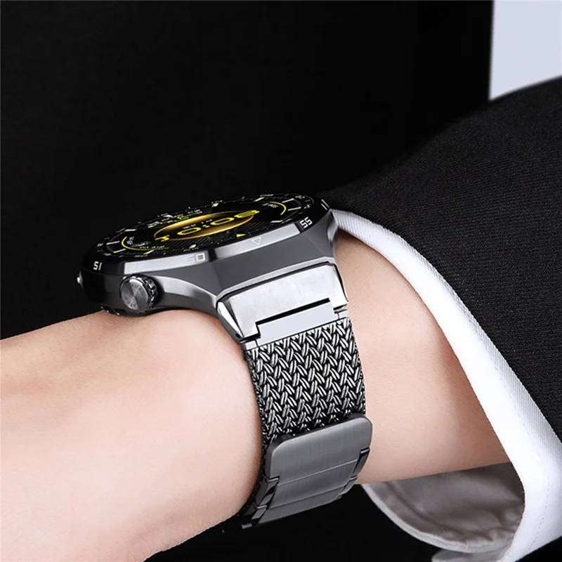 For Huawei Watch GT 6 Pro 46mm Press-type Spring Bar Strap Magnetic Stainless Steel Watch Band - Titanium Grey