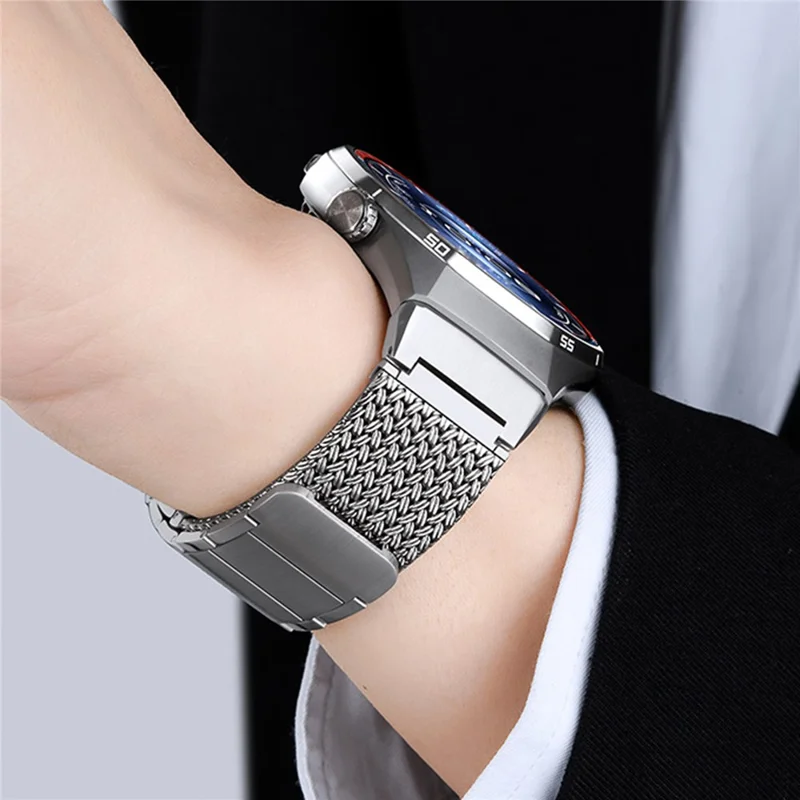 For Huawei Watch GT 6 Pro 46mm Press-type Spring Bar Strap Magnetic Stainless Steel Watch Band - Titanium Grey