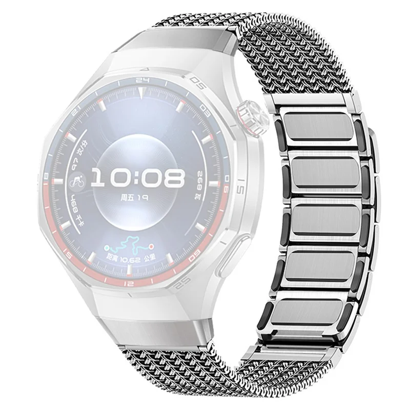 For Huawei Watch GT 6 Pro 46mm Press-type Spring Bar Strap Magnetic Stainless Steel Watch Band - Titanium