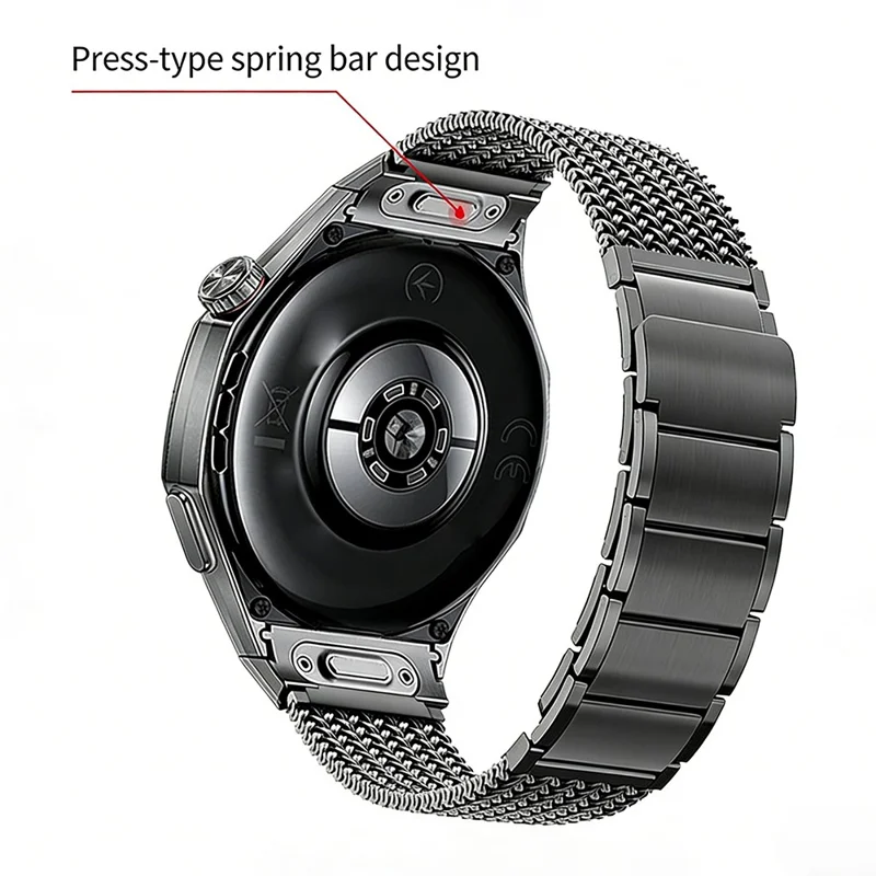 For Huawei Watch GT 6 Pro 46mm Press-type Spring Bar Strap Magnetic Stainless Steel Watch Band - Titanium