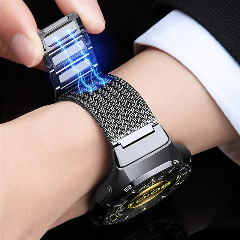 For Huawei Watch GT 6 Pro 46mm Press-type Spring Bar Strap Magnetic Stainless Steel Watch Band - Titanium