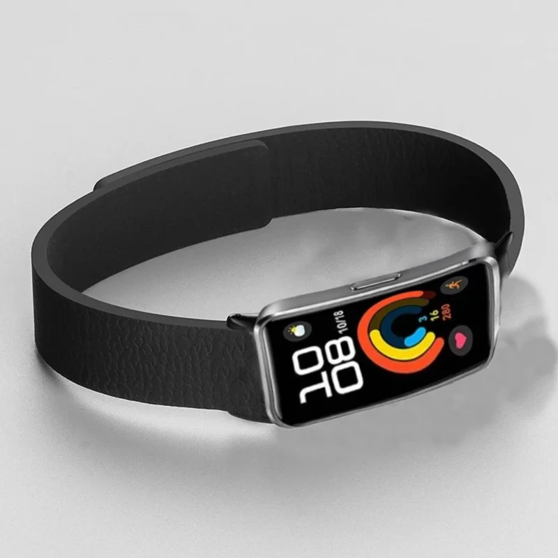 Silicone Magnetic Strap for Huawei Band 11 Pro NFC / 11 NFC / 11 Pro / 11 Litchi Texture Watch Band - Orange