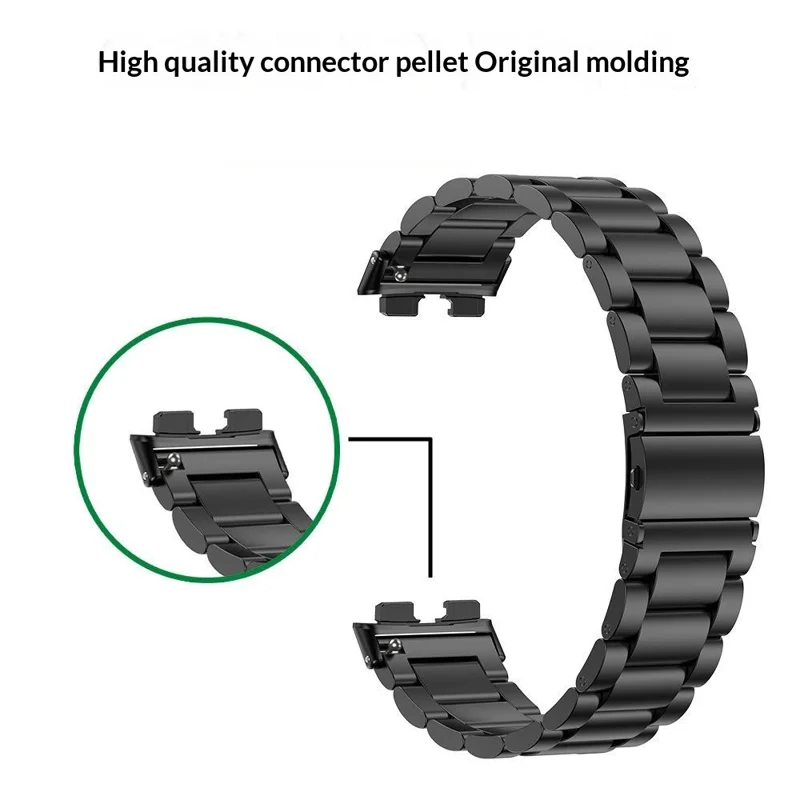 Watch Band for Huawei Band 11 / 11 Pro / 11 NFC / 11 Pro NFC Titanium Alloy 3-Bead Wrist Strap - Black