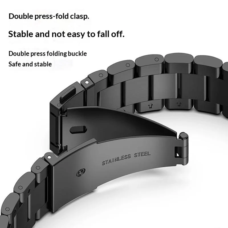 Watch Band for Huawei Band 11 / 11 Pro / 11 NFC / 11 Pro NFC Titanium Alloy 3-Bead Wrist Strap - Black