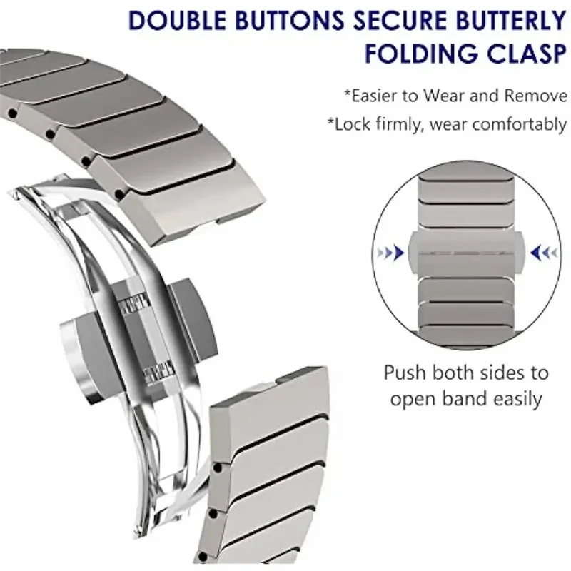 Watch Band for Huawei Band 11 Pro NFC / 11 NFC / 11 Pro / 11 Butterfly Clasp Stainless Steel Strap - Silver