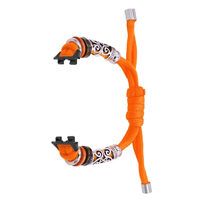 For Huawei Band 11 / 11 Pro Braided Nylon Strap Adjustable Metal Beads Woven Watch Band - Orange