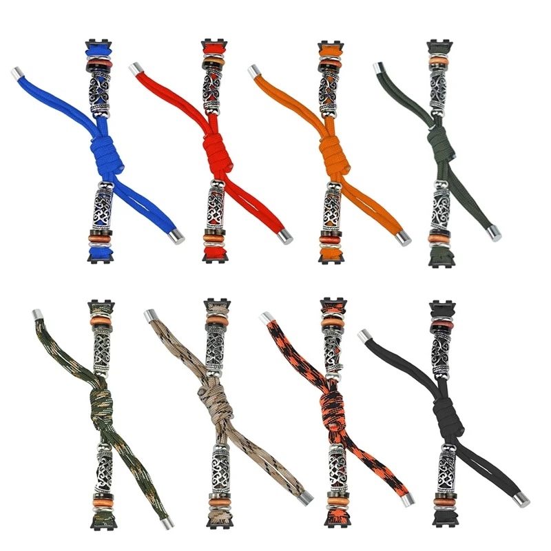 For Huawei Band 11 / 11 Pro Braided Nylon Strap Adjustable Metal Beads Woven Watch Band - Orange
