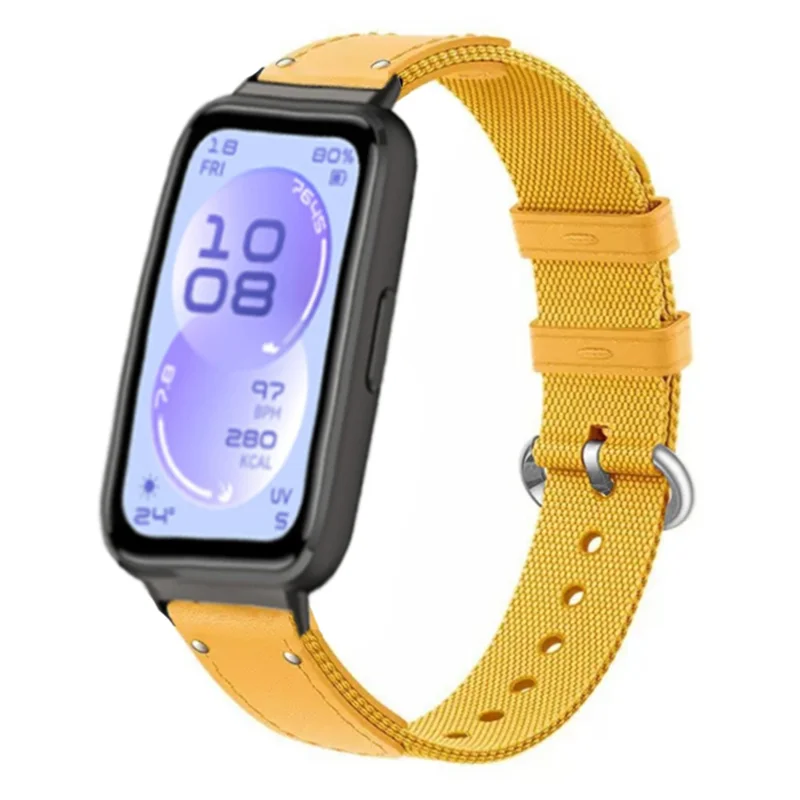 For Huawei Band 11 / 11 Pro Canvas Woven Nylon Band Replacement Watch Strap with Metal Buckle - Yellow
