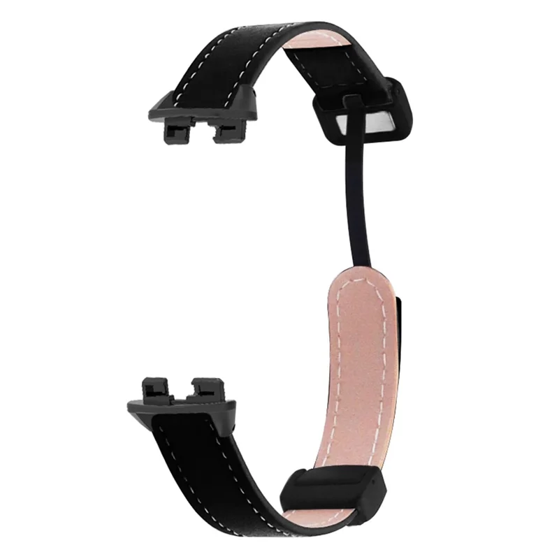 For Huawei Band 11 / 11 Pro Leather Watch Band Magnetic Folding Buckle Replacement Strap - Black