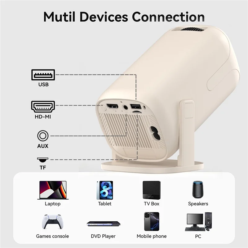 U5 Spielekonsole 2-in-1 Android 14 HD Projektor Allwinner H723 8K 200 Lumen Bildprojektionsgerät für Heimkino - EU-Stecker