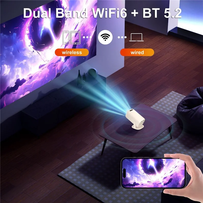 U5 Spielekonsole 2-in-1 Android 14 HD Projektor Allwinner H723 8K 200 Lumen Bildprojektionsgerät für Heimkino - EU-Stecker