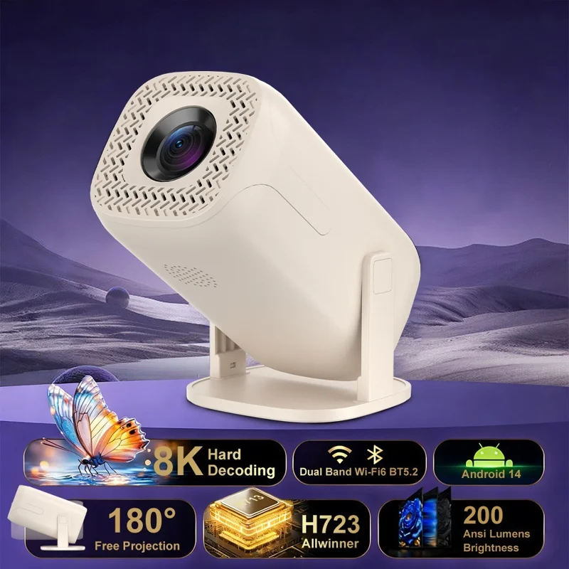 U5 Spielekonsole 2-in-1 Android 14 HD Projektor Allwinner H723 8K 200 Lumen Bildprojektionsgerät für Heimkino - EU-Stecker