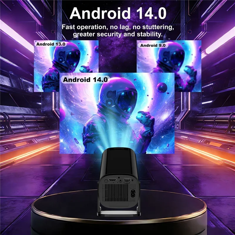 U1 4K Projector with Retro Gaming Console Allwinner H723 Android 14 200 Lumens 36000+ Games Screen Projection Device for Home Theater - EU Plug