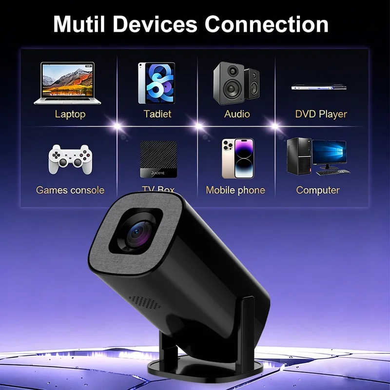 U1 4K Projector with Retro Gaming Console Allwinner H723 Android 14 200 Lumens 36000+ Games Screen Projection Device for Home Theater - EU Plug