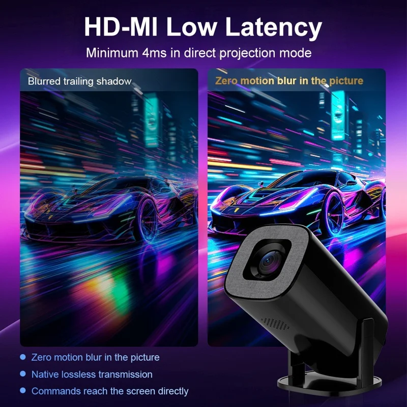 U1 4K Projector with Retro Gaming Console Allwinner H723 Android 14 200 Lumens 36000+ Games Screen Projection Device for Home Theater - EU Plug