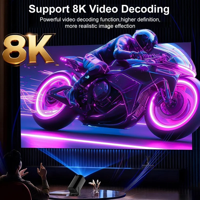 U1 4K Projector with Retro Gaming Console Allwinner H723 Android 14 200 Lumens 36000+ Games Screen Projection Device for Home Theater - EU Plug