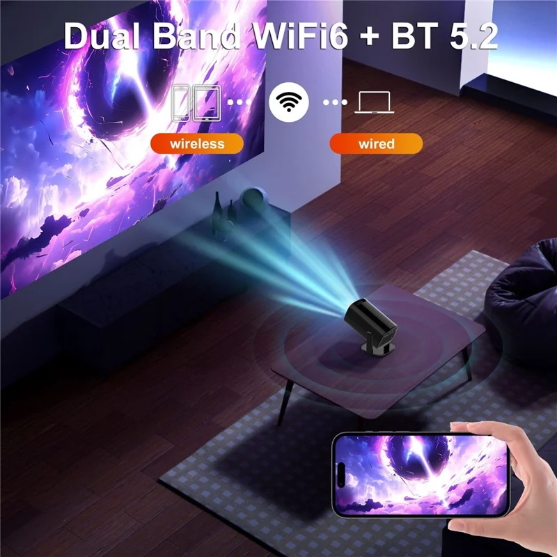 U1 4K Projector with Retro Gaming Console Allwinner H723 Android 14 200 Lumens 36000+ Games Screen Projection Device for Home Theater - EU Plug