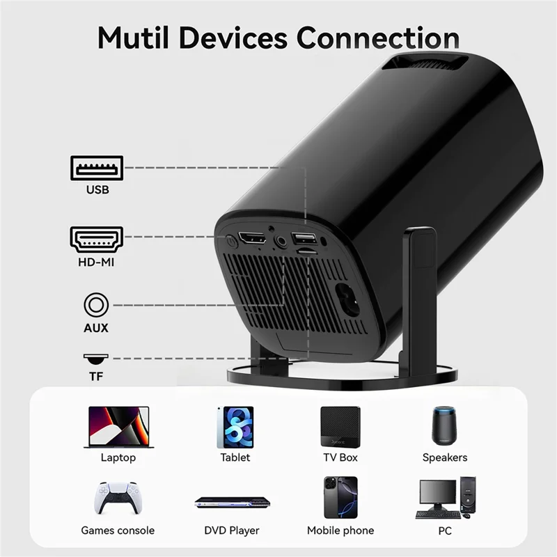 U1 4K Projector with Retro Gaming Console Allwinner H723 Android 14 200 Lumens 36000+ Games Screen Projection Device for Home Theater - EU Plug