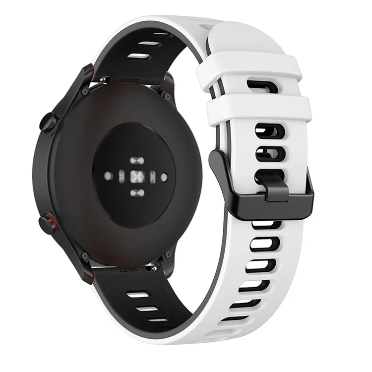 Reemplazo Smart Watch Strap Silicone Muñeca Banda 22mm Para Xiaomi MI Watch Color Sports - Blanco Negro