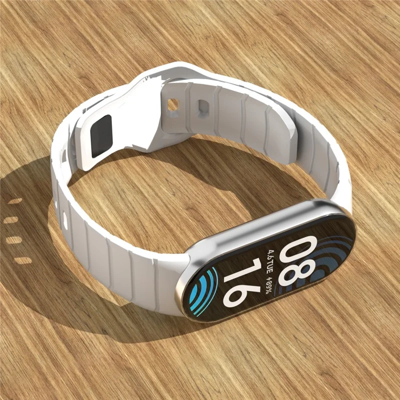 Adjustable Strap for Xiaomi Smart Watch Band 10  /  9  /  8 Armor Reverse T-Buckle Silicone Watch Band - White