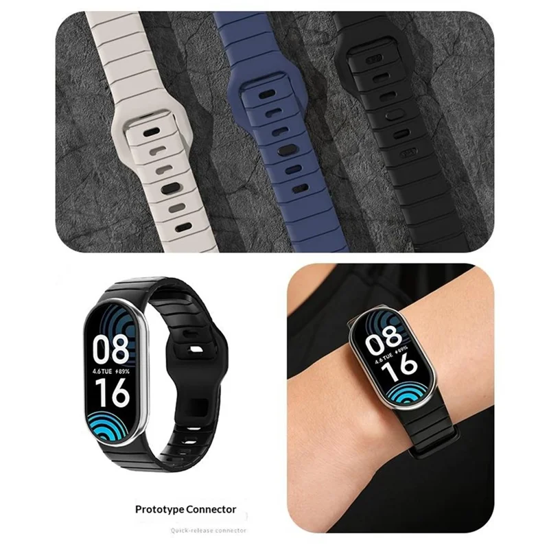 Adjustable Strap for Xiaomi Smart Watch Band 10  /  9  /  8 Armor Reverse T-Buckle Silicone Watch Band - White